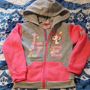 Diva Unicorn Love Girls Zip Up Jacket 2T